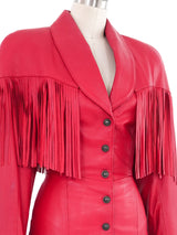 North Beach Red Leather Fringe Mini Dress Dress arcadeshops.com