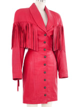 North Beach Red Leather Fringe Mini Dress Dress arcadeshops.com