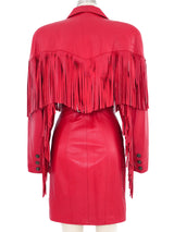 North Beach Red Leather Fringe Mini Dress Dress arcadeshops.com