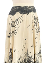 1950s Jazz Concert Print Skirt Bottom arcadeshops.com
