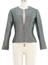 2003 Chanel Metallic Silver Collarless Jacket Jacket arcadeshops.com