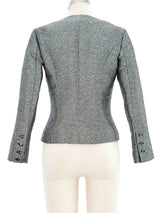 2003 Chanel Metallic Silver Collarless Jacket Jacket arcadeshops.com