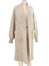 Oatmeal Wool Longline Cardigan Top arcadeshops.com