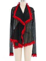 Jean Paul Gaultier Mesh Pinstripe Cardigan Top arcadeshops.com