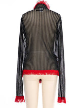 Jean Paul Gaultier Mesh Pinstripe Cardigan Top arcadeshops.com
