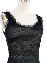 2003 Chanel Black Ruffle Trim Metallic Tank Top arcadeshops.com