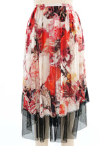 Jean Paul Gaultier Mesh Trimmed Floral Skirt Bottom arcadeshops.com