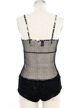 2002 Chanel Black Lace Camisole and Cashmere Ensemble