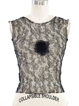 2004 Chanel Black Lace Camellia Tank Top arcadeshops.com