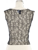 2004 Chanel Black Lace Camellia Tank Top arcadeshops.com