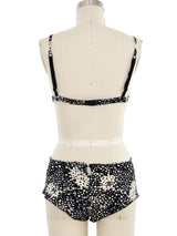 2002 Chanel Printed Silk Bra and Short Set