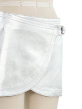 Plein Sud Silver Leather Wrap Mini Skirt