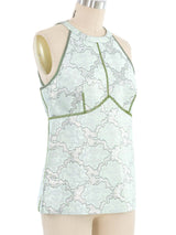 2003 Prada Mint Brocade Sleeveless Top