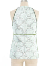 2003 Prada Mint Brocade Sleeveless Top
