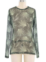 Dries Van Noten Sheer Palm Print Top