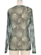 Dries Van Noten Sheer Palm Print Top