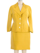 Dolce & Gabbana Yellow Silk Skirt Suit