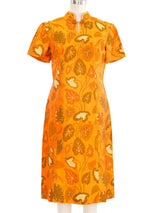 1960s Orange Leaf Print Jacket and Dress Ensemble