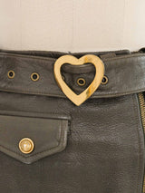Moschino Green Leather Zippered Mini Skirt