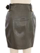 Moschino Green Leather Zippered Mini Skirt