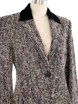 Celine Velvet Trim Tweed Blazer