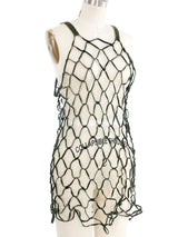 1970s Suede Fishnet Top
