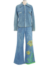 1970s Daisy Painted Denim Ensemble