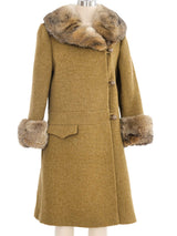 1960s Fur Trimmed Tweed Wool Coat Jacket arcadeshops.com