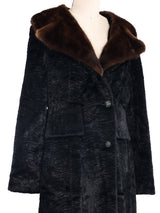 1960s Black Faux Fur Mink Collar Coat Outerwear arcadeshops.com