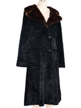 1960s Black Faux Fur Mink Collar Coat Outerwear arcadeshops.com
