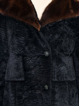 1960s Black Faux Fur Mink Collar Coat Outerwear arcadeshops.com