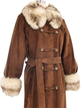 Yves Saint Laurent Fur Trimmed Suede Coat