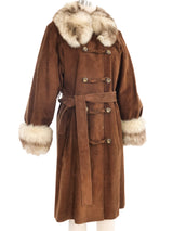 Yves Saint Laurent Fur Trimmed Suede Coat