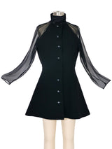 Balenciaga Sheer Sleeve Coat Dress