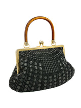 Black Beaded Tortoise Handle Bag