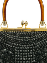 Black Beaded Tortoise Handle Bag