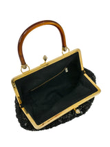 Black Beaded Tortoise Handle Bag