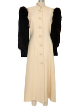 Travilla Fur Sleeve Ivory Coat Outerwear arcadeshops.com