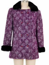 Purple Tweed Sheared Fur Trimmed Coat Outerwear arcadeshops.com