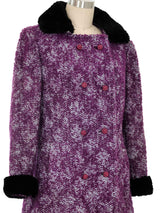 Purple Tweed Sheared Fur Trimmed Coat Outerwear arcadeshops.com