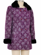 Purple Tweed Sheared Fur Trimmed Coat Outerwear arcadeshops.com