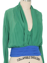 Giorgio Armani Colorblock Silk Chiffon Blouse Top arcadeshops.com