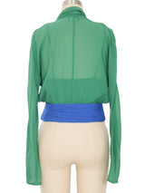 Giorgio Armani Colorblock Silk Chiffon Blouse Top arcadeshops.com