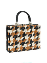 Houndstooth Wicker Box Bag Bag arcadeshops.com