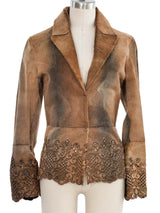 Guilana Teso Laser Cut Natural Hide-On Leather Blazer Jacket arcadeshops.com