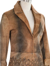 Guilana Teso Laser Cut Natural Hide-On Leather Blazer Jacket arcadeshops.com