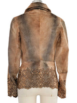 Guilana Teso Laser Cut Natural Hide-On Leather Blazer Jacket arcadeshops.com