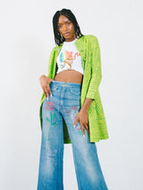 Lime Green Optical Printed Jacket Jacket arcadeshops.com