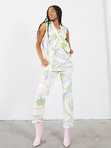 1960s Mr. Dino Pastel Printed Pant Ensemble Suit arcadeshops.com