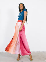 Ombre Paneled Satin Maxi Skirt Bottom arcadeshops.com